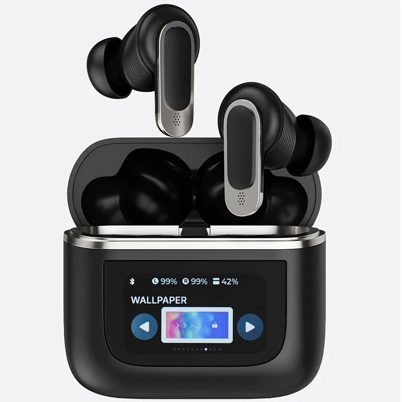 2024 New TWS Wireless V8 LCD Screen Noise Reduction Earphones Full Color Touch Screen Bluetooth Earphones ANC for Samsung Xiaomi