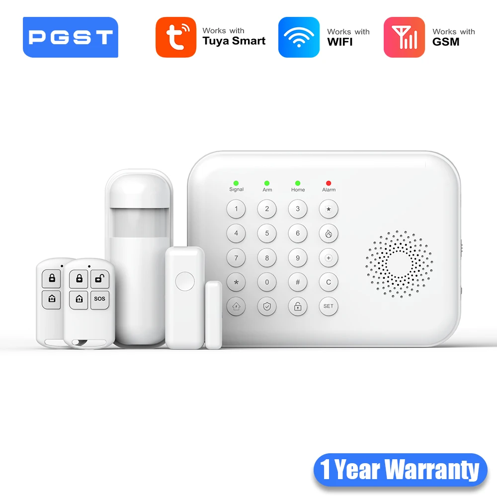 

PGST Wi-Fi GSM защита безопасности Alexa Tuya Smart Life домашняя автоматизация движения дверной магнитный датчик сигнализация комплект системы безопасности