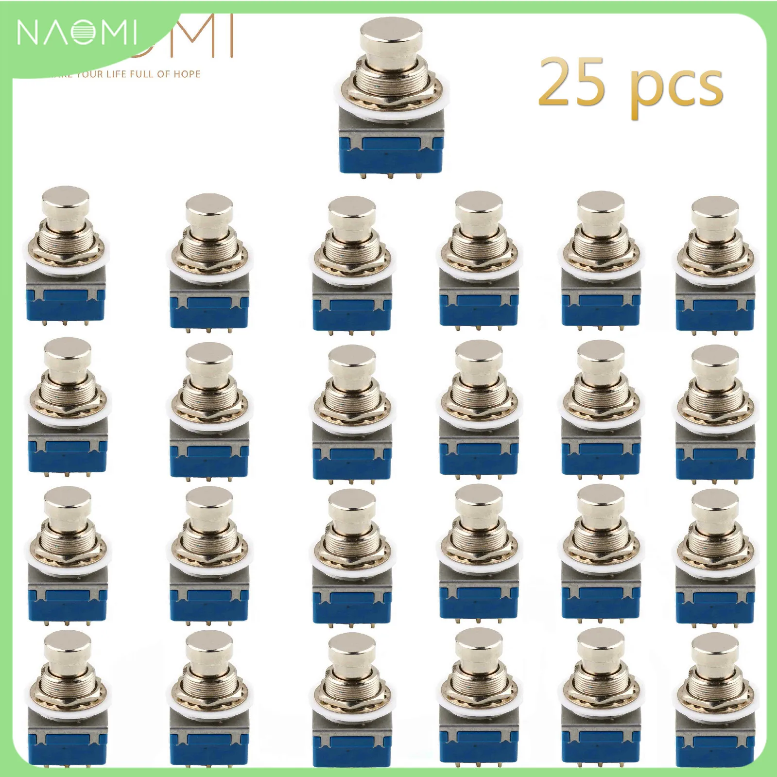 

NAOMI 25PCS 9 Pin 3PDT Guitar Effects Pedal Box Stomp Foot Metal Switch True Bypass Guitar Parts Accessories New