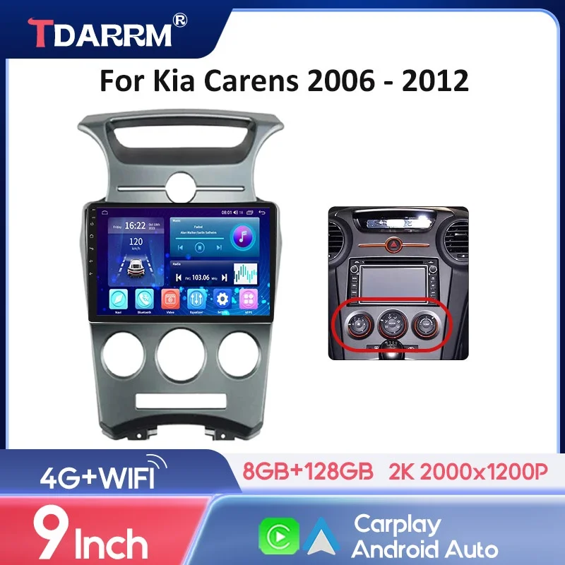 

Автомагнитола TDARRM для Kia Carens 2006 -2012, ifi, 4G, GPS, CarPlay, Android 13, автомагнитола, автомобильные интеллектуальные системы, 2 din, DVD, 2K, QLED