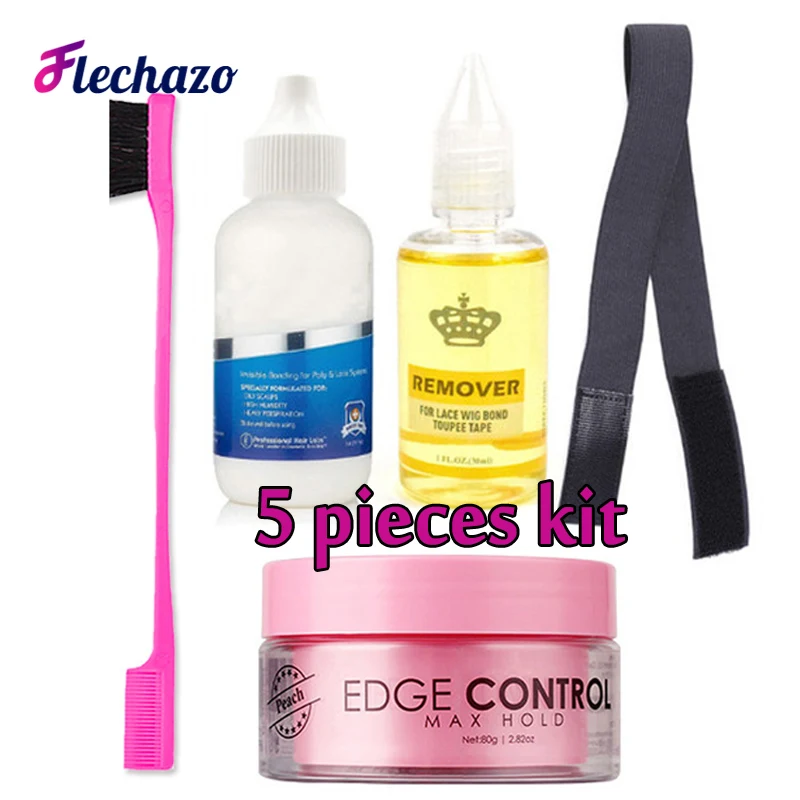 

Wig Glue Kit With Everything Waterproof Lace Glue 5Pcs Set Lace Front Glue And Remover + Edge Control + Melting Band +Hair Brush