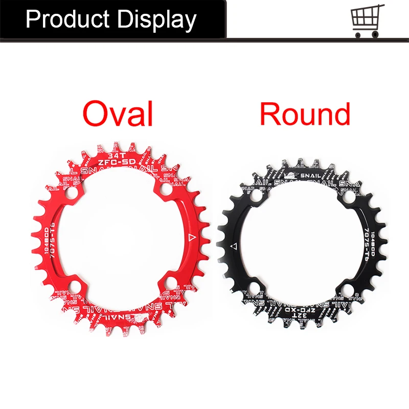 SNAIL 104BCD Narrow Wide Bike Chainwheel 104 BCD Mtb Crankset 30/32/34/36/38/40/42T Bicycle Chainring Round Oval Bike Star