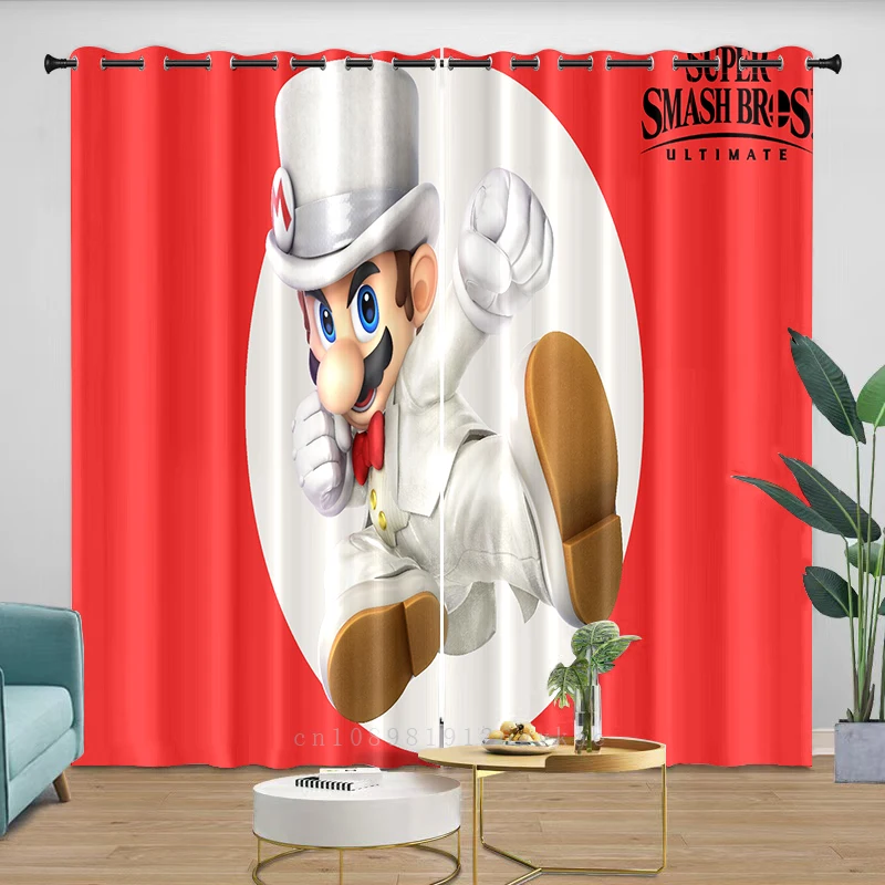 Rideaux de fenêtre Blankout Anime Super Mario Bros, rideaux d'ombre légère, décoration de chambre à coucher, textile de maison pour enfant avec œillets