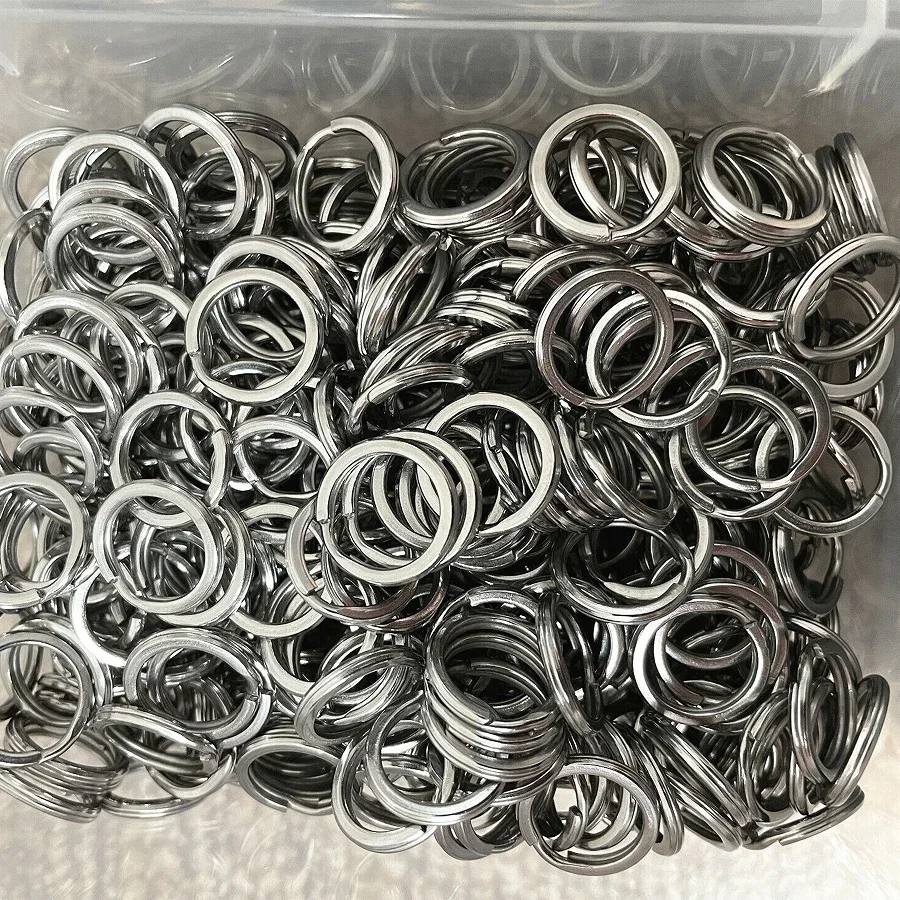 10/50pcs Silver Stainless Steel Key Rings Round Flat Line Split Rings Keyring for Jewelry Making Polished Keychain DIY Findings