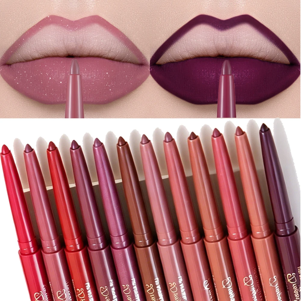 Schimmernder Matter Lippenkonturenstift Wasserfest Langanhaltend Nude Bohnenpaste-Rot Lippenstift Samt-Lippenkontur Make-up