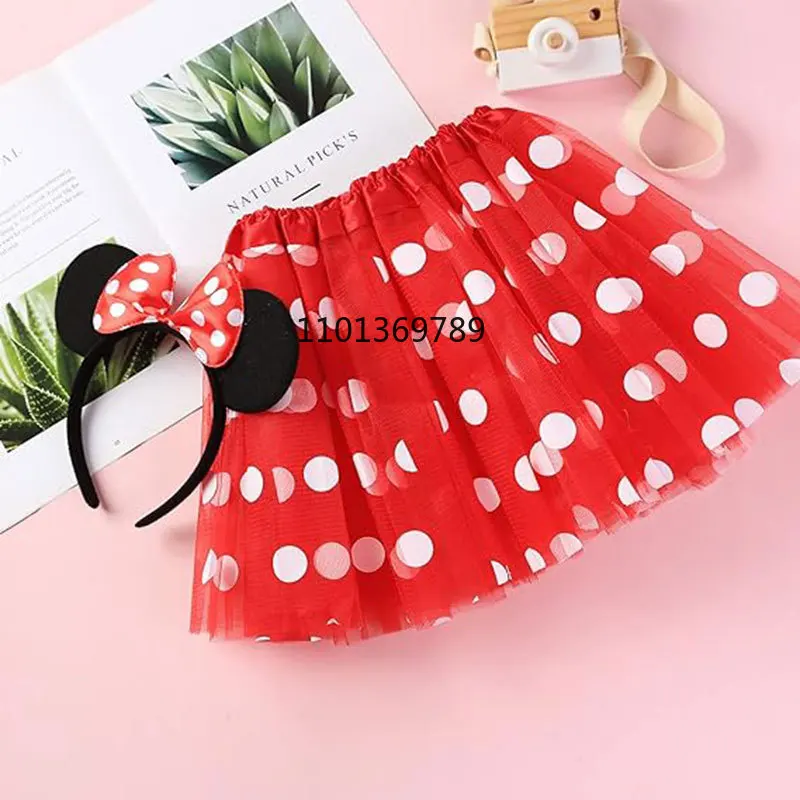 Polka Dots Tutu with Mouse Ears Headband Girls Halloween Costume Birthday Dress Up Accessories nose headpiece skirt vestidos