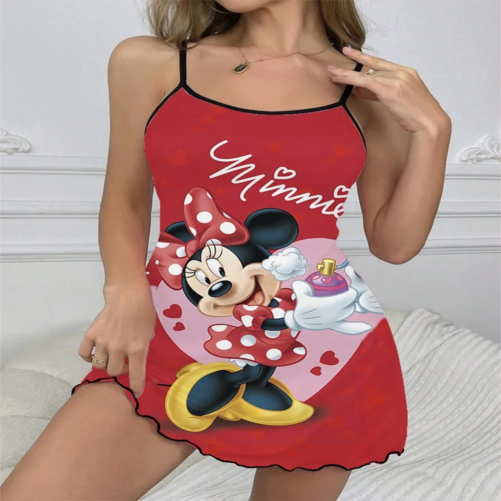 New Pattern Minnie Sleeveless Pajamas Woman Trend 2024 Women's Nightwear Romantic Lingeries Nighty for Women Hot Romantic Disney