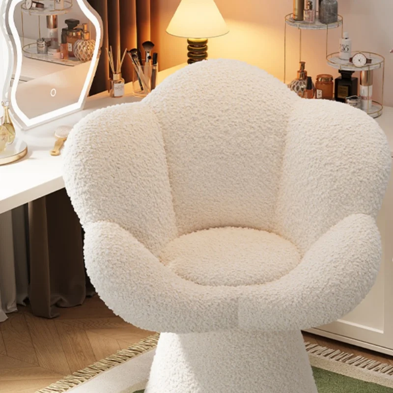 Rotating Makeup Chair Bedroom Dressing Table New Makeup Stool Light Luxury Vanity Stools Velvet Backrest Chair Home Use view 4