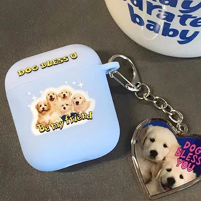 

Kawai Good Friend Pet Dogs Airpod Case With Keychains for AirPods 1 2 3 Pro 2 AirPod Y2K Korea Cute Airpod Case Airpods 2 Case