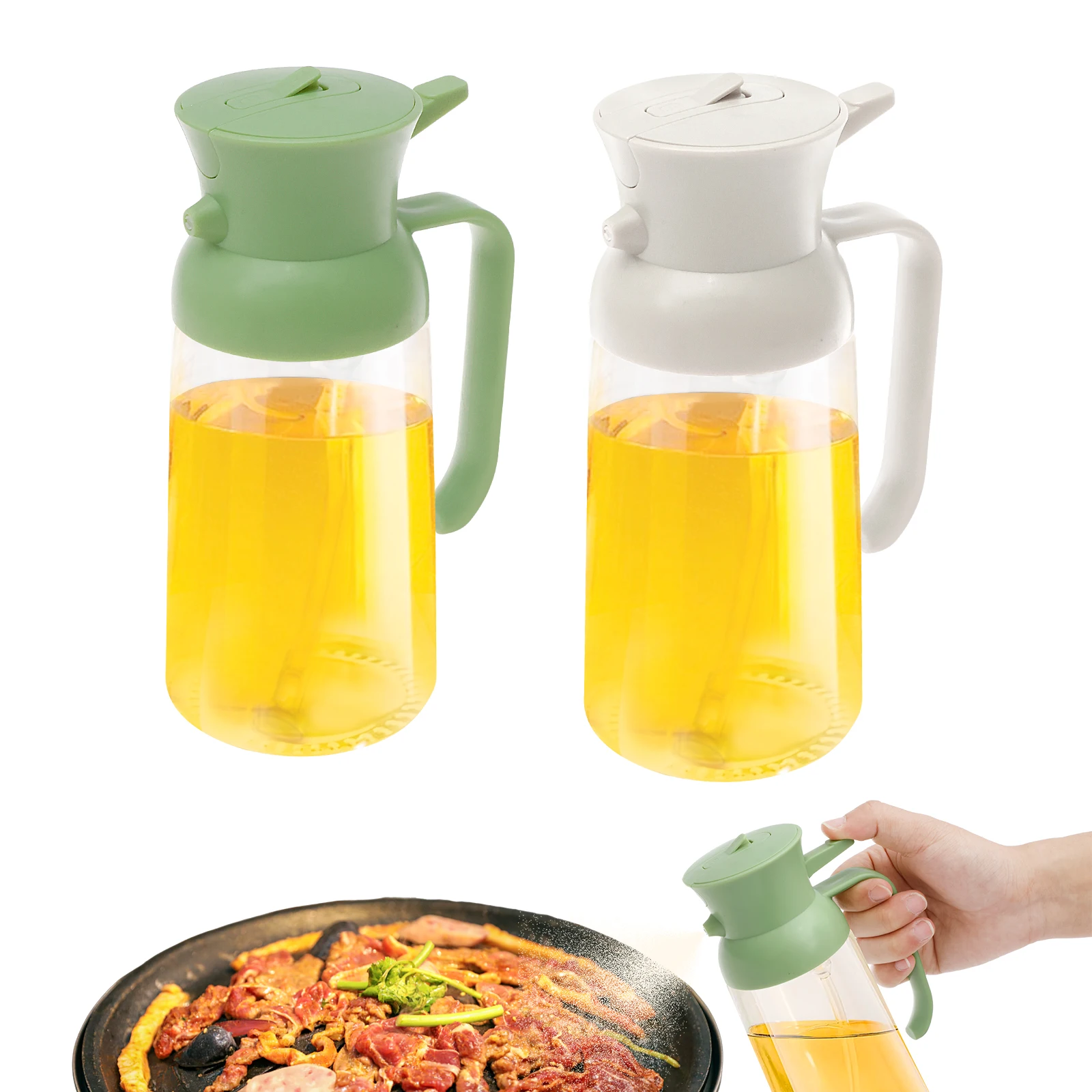 

2Pc Oil Dispenser 550ml Olive Oil Sprayer Bottle with Large Opening Convenient Vinegar Dispenser Bottle for Home Kitchen Cooking