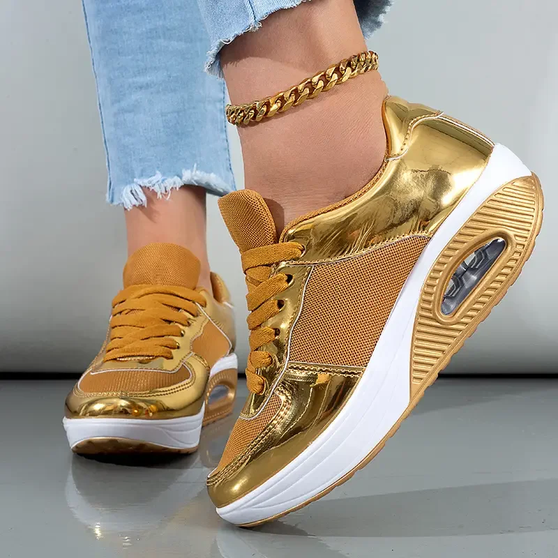 Frauen Turnschuhe Frühling Mode goldenen Spiegel Slipper Paar Glitzer Leder lässige Turnschuhe bequeme flache Schuhe für Frauen