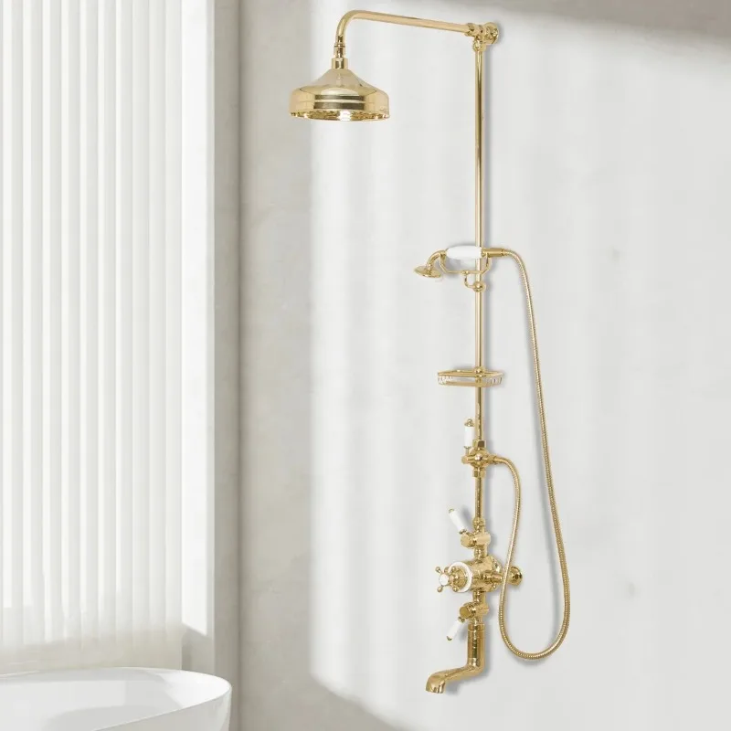 

European Classical Luxury Brass 3-Function Thermostatic Shower Set Mixer Bathtubs 5 Years Factory Warranty Many WRAS Approval