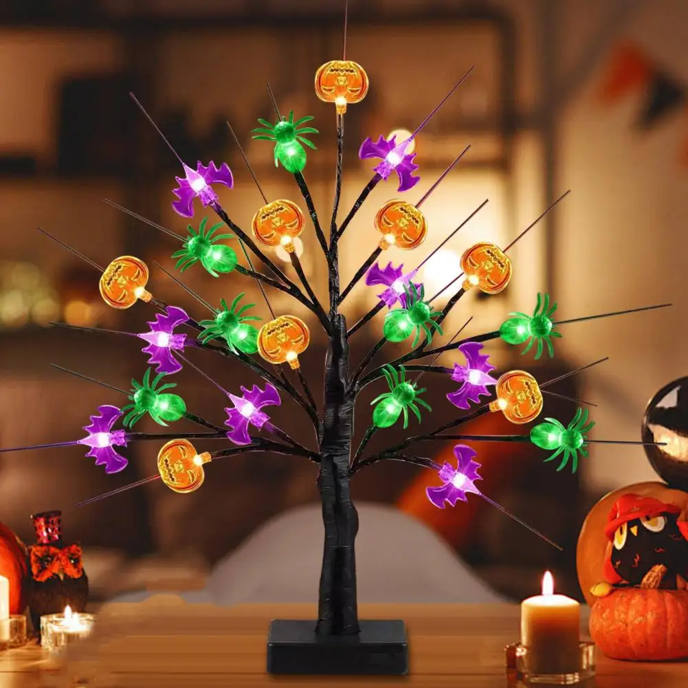 Pet Halloween Light Spooky Halloween Led Tree Light Decoration with Ghost Pumpkin Bat Energy Saving for Party for Festive