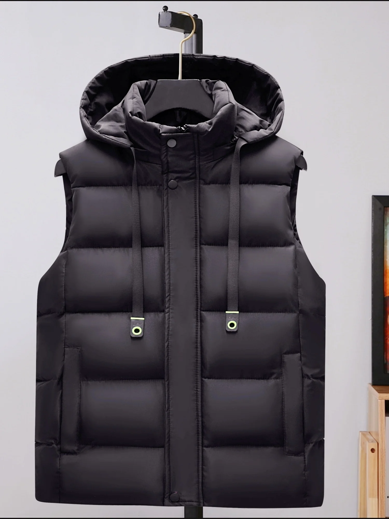 

Fall/Winter Warmth Unisex, , Thickened Sleeveless Jacket - 100% Polyester, Non-Stretch Fabric, Thick Men's Warm Vest For Autumn