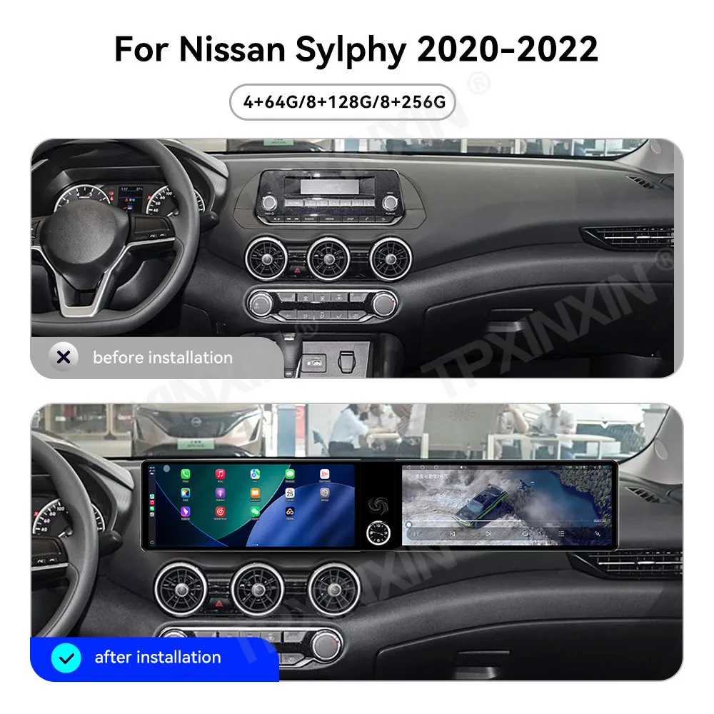 Dual 12.3 '' CarPlay Car Radio HD Screen For Nissan Sylphy 2020-2022 Android 14 GPS Navigation Multimedia Player Head Unit Auto