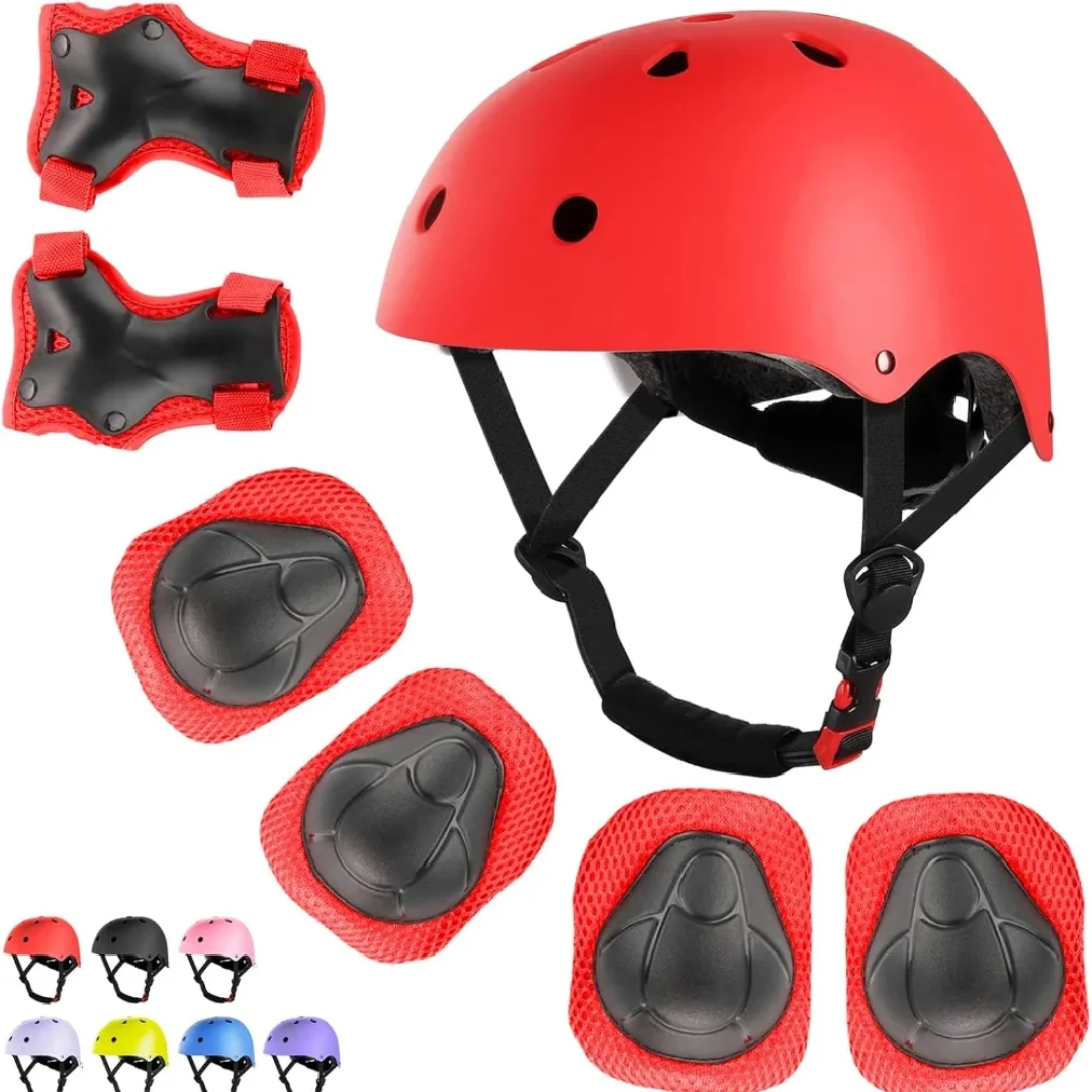 

Bike Helmet Set Skateboard Knee Pads Protective Gear Set For Girls Kids Wrist Guards For Sport Cycling Roller Skating Scoote