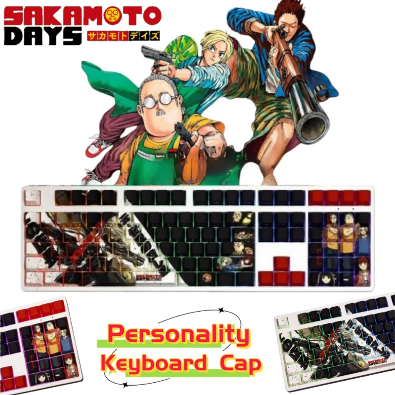 SAKAMOTO DAYS Anime Merchandise Creative Cartoon Keycaps for Teens High-Value Light-Transmitting Desktop Keyboard Decoration Cap