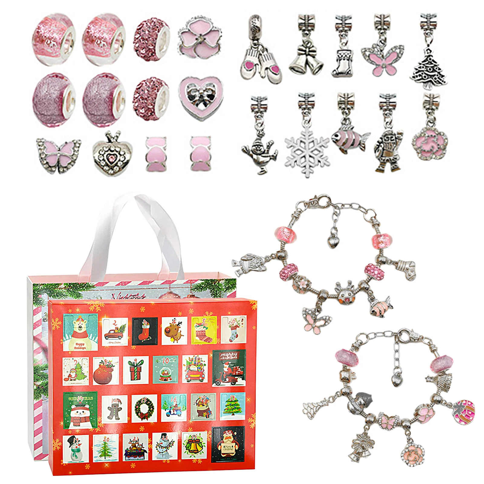 NEW 24 Day Countdown Calendar Advent Surprise Blind Box Set Christmas Bracelet Set DIY Creative Ornaments Christmas girl Gifts