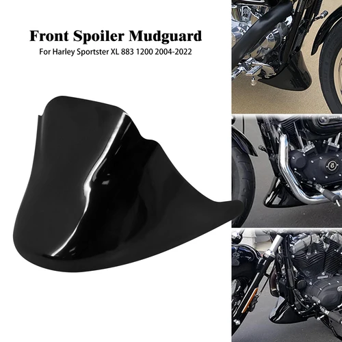 Alerón inferior delantero negro para motocicleta, guardabarros Air Dam Chin carenado para Harley Sportster XL 1200 883 Iron Super Low 2004-2022