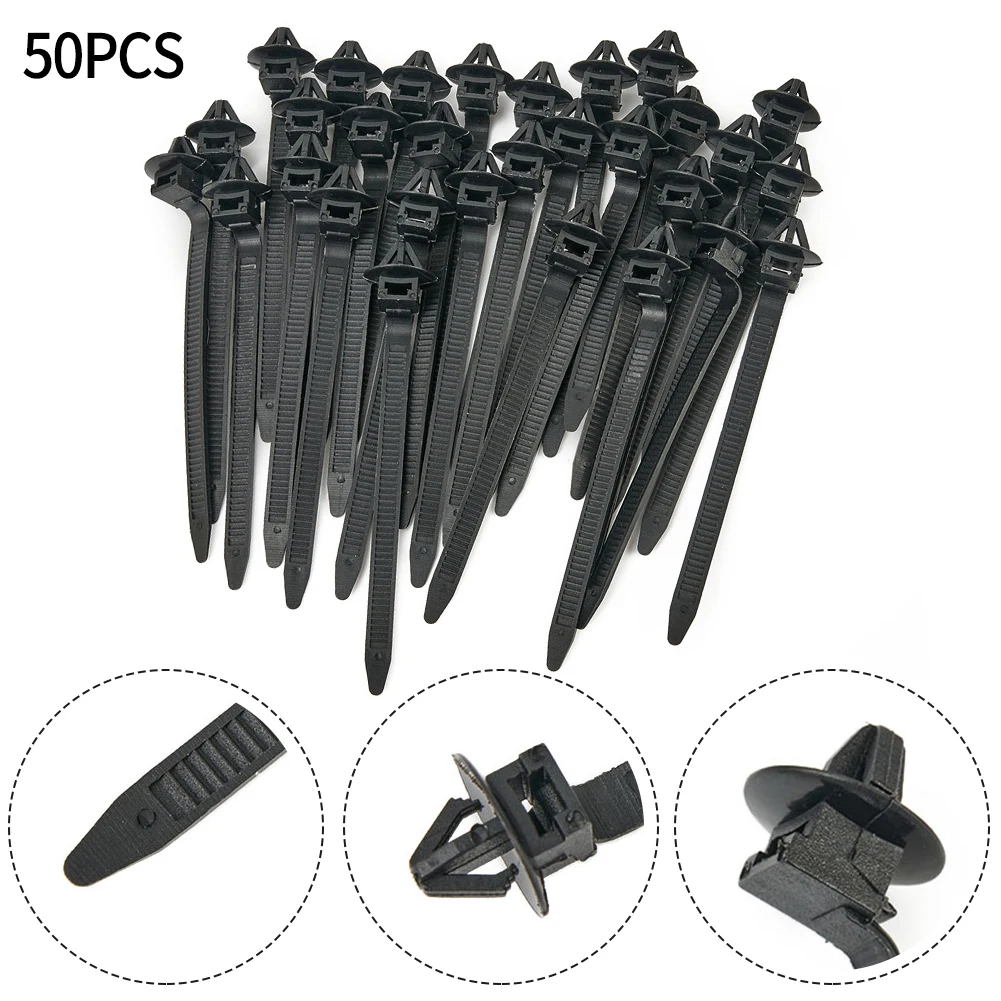 Premium Quality 50Pcs Nylon Cable Tie Wrap Fixed Fastener Clips Push Mount Cable Zip Tie With Car Wire Routing Clips