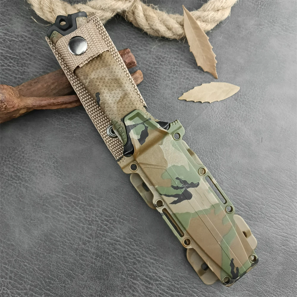 GB 1500 Combat Military Straight Knife Rubber and Plastic Outdoor Camping Fixed Knives Hunting Survival Tactical Hunting Knife