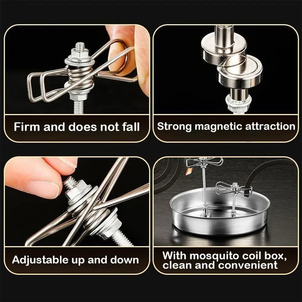 Magnetic Mosquito Coil Bracket Stainless Steel Multi-function Ash Tray Base Incense clip Home Incense Mosquito Repellent