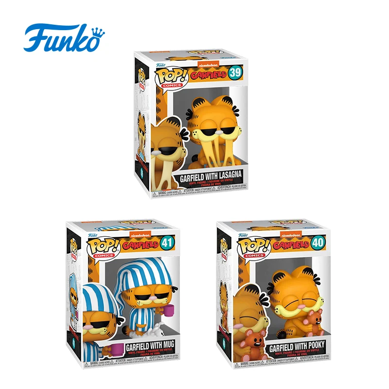 Funko Pop Garfield Cartoon Figure Cute Model Toys Boys Collectibles Garage Kit Ornaments Car Accessory Children Birthday Gifts