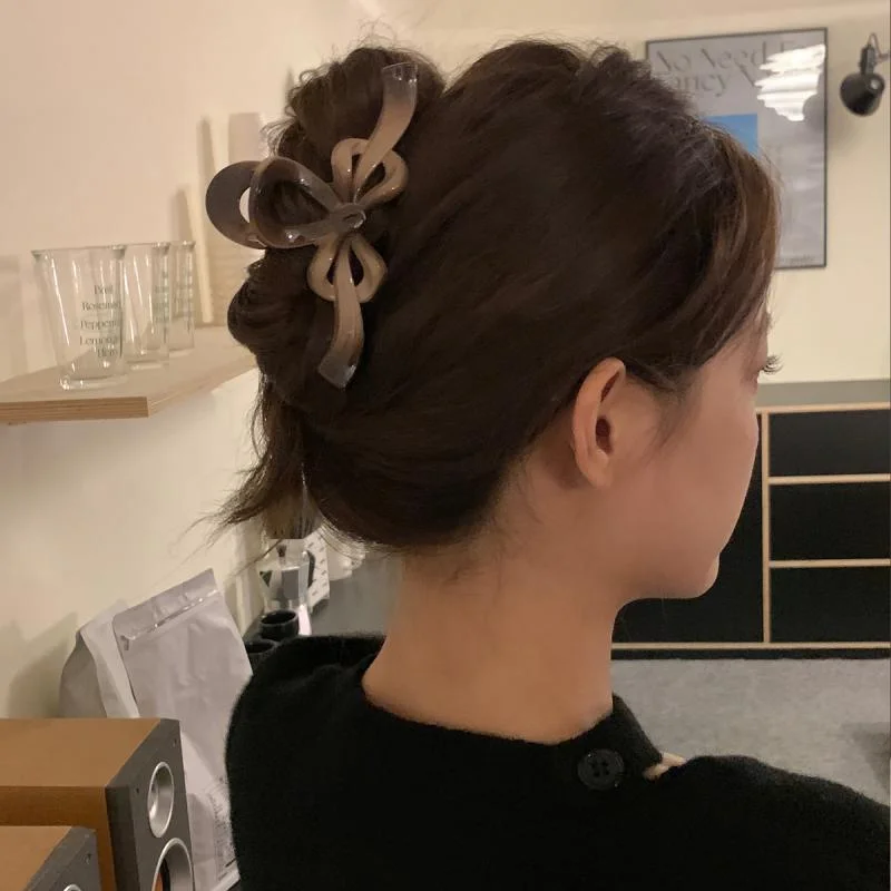 

Модные заколки-бантики для волос из акрила с эффектом выцветания, большие, для женщин, в стиле «шарм», аксессуары для волос