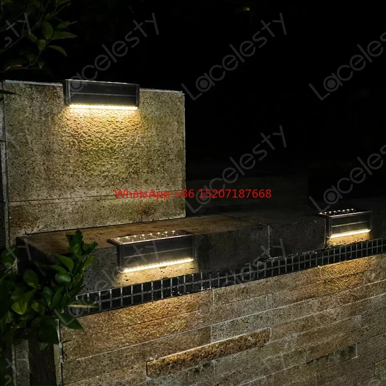 Outdoor Decoration RGB Solar Wall lamp Patio Yard Stair Steps IP67 Waterproof Solar Fence Led Garden Lights