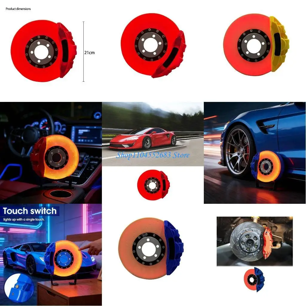 Y6GD Creative Brake Disc LED Lamp Rechargeable Surrounding Lighting DIY Creation Present For Car Beloveds Deck