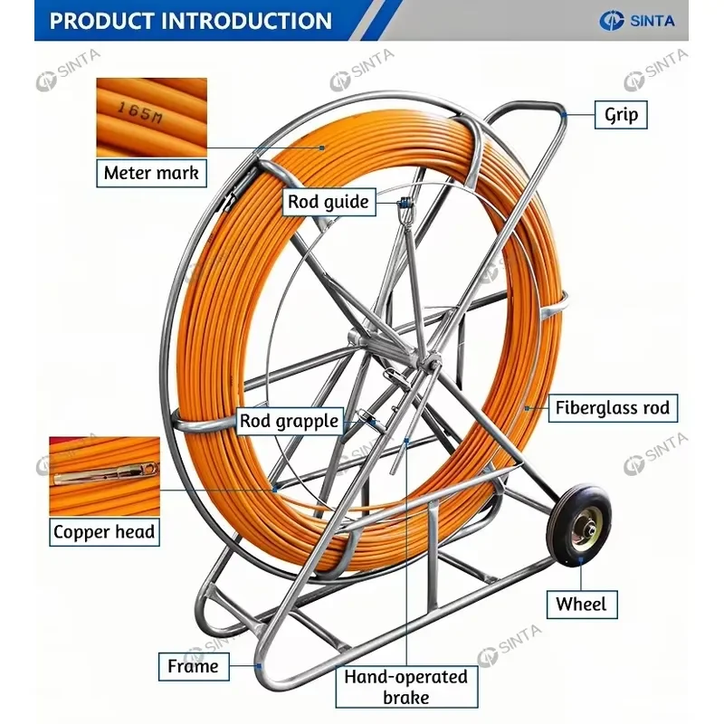 Cable Laying Tool Wire Pulling Wire Guide Fish Tape Flexible Fiber Optic Fiberglass Duct Rodder With Repair Kit