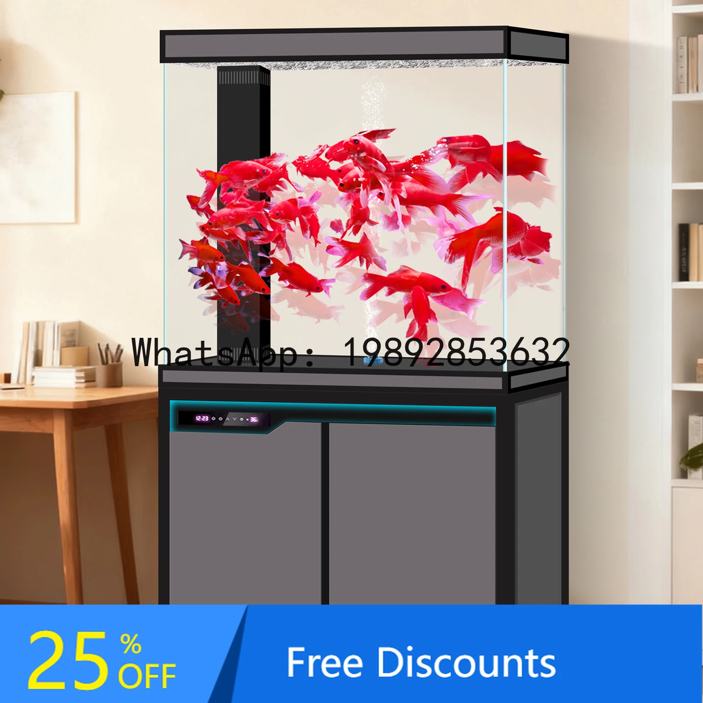 

XL Fish Tank Living Room Small Medium Bottom Filter Fish Tank Oxygenation Integrated Ultra-clear Glass Floor-standing