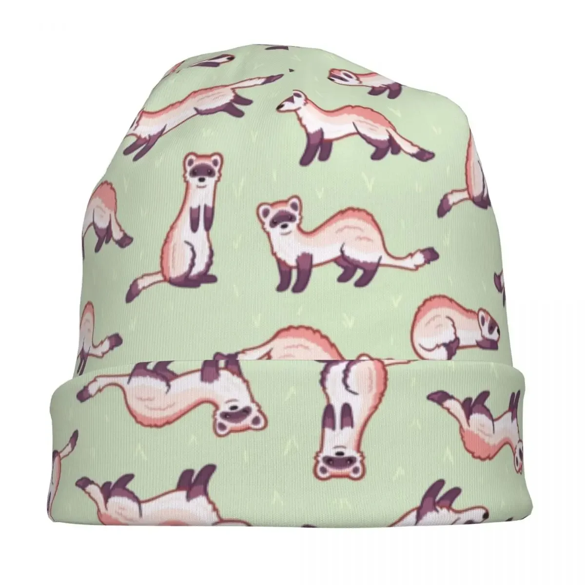 Black Footed Ferret Cryptid Animal Pattern Bonnet Hat Fashion Outdoor Skullies Beanies Hats Men's Women's Warm Dual-use Cap