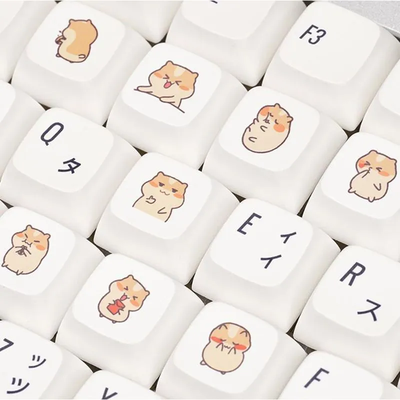 XDA-Teclado mecánico de dibujos animados, teclas 1U, 1X PBT, DIY, animales blancos, 4, 12 teclas, perfil XDA, interruptores Mx con retroiluminación