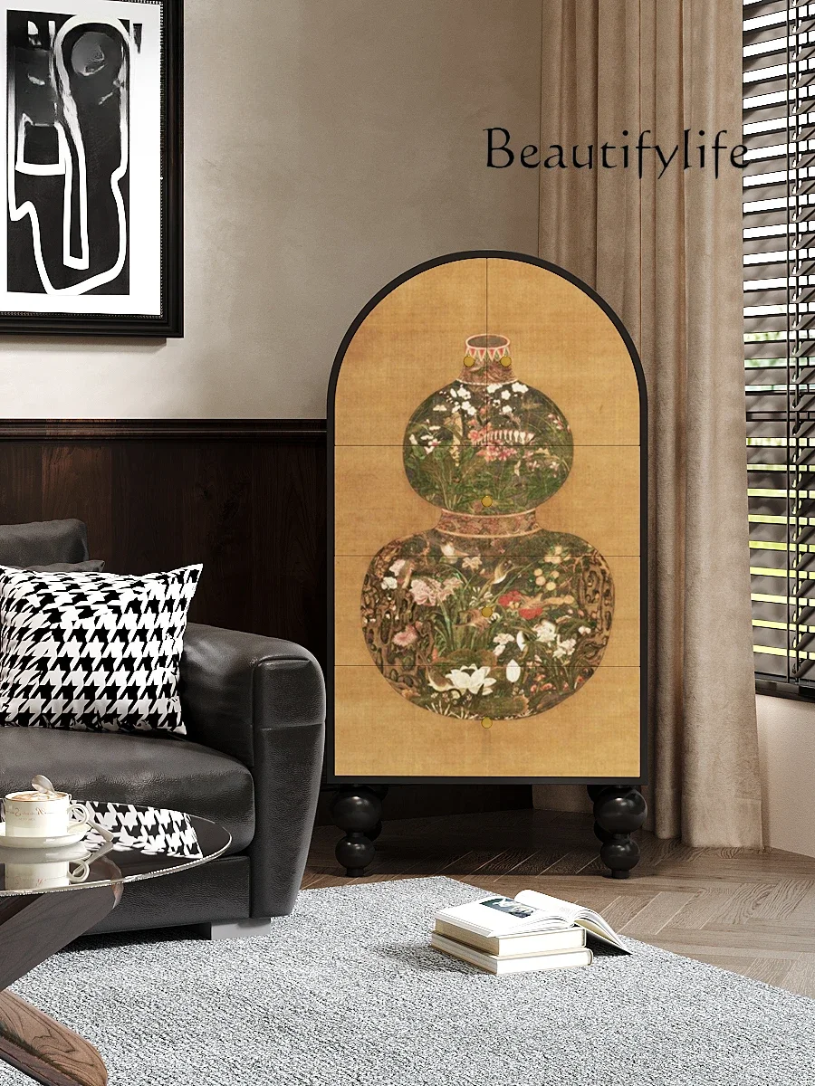French Chinese Style Household Living Room Against The Wall Solid Wood Simple Chest Of Drawers X