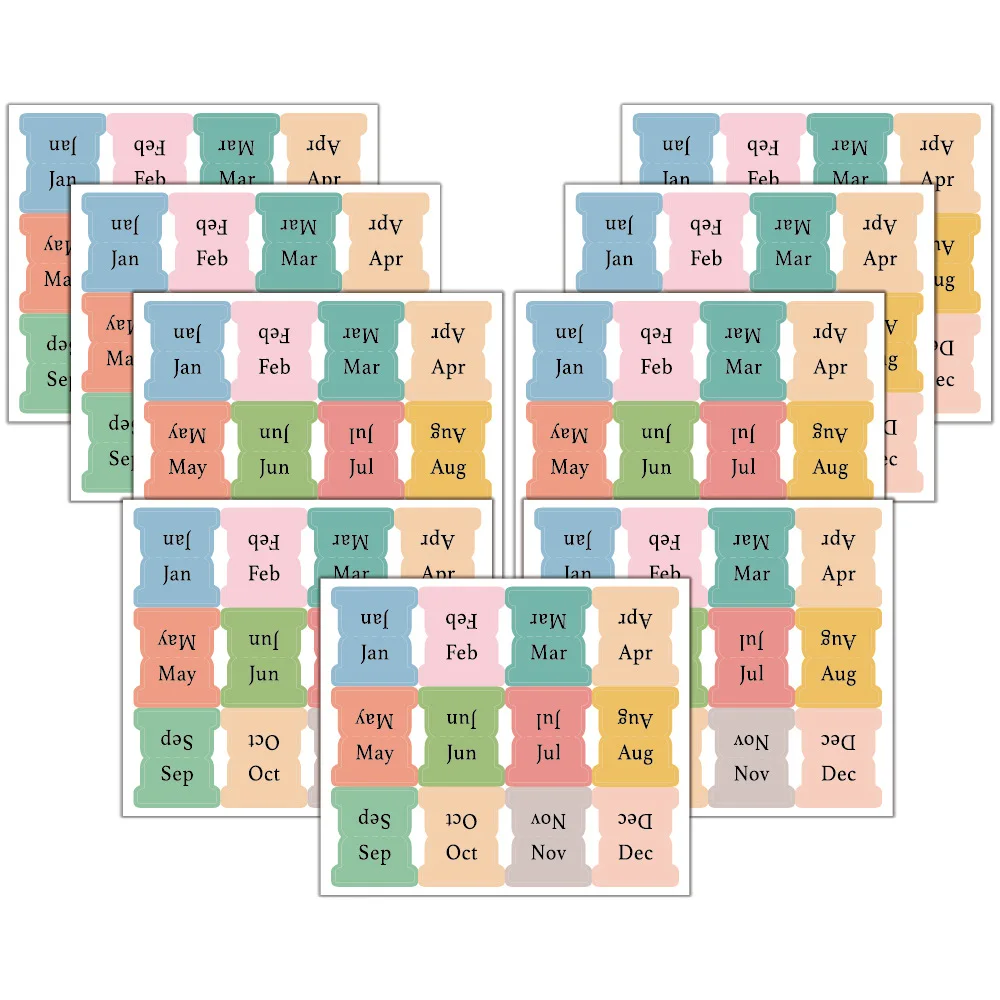 60 stücke/5 Blatt bunte monatliche Tabs für Planer Kleber Planer Index Aufkleber dekorativ für Büro planer Organisationen