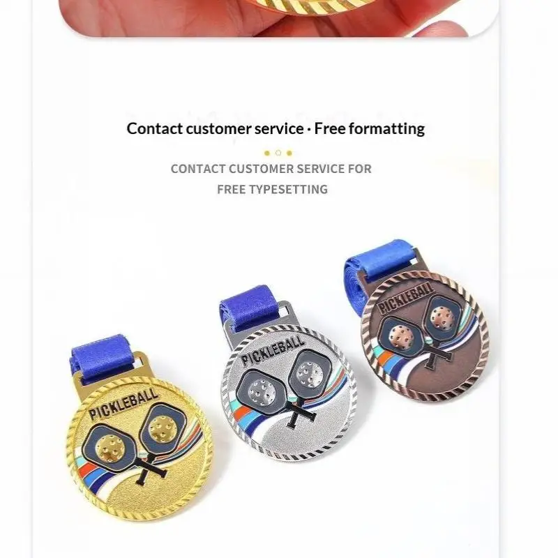 Pickleball Match Souvenir Medals Gold Silver Bronze 3 Pcs Fine Workmanship Medals for Official Game Prize Reward
