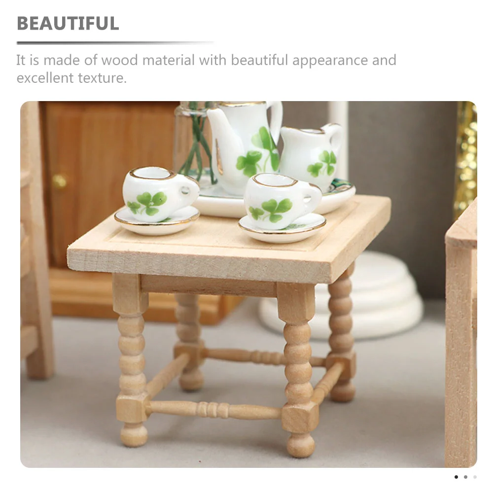 Mini Furniture Model Worlds Smallest Toys Houses Miniature Tea Table Prop Simulation Decoration Wooden