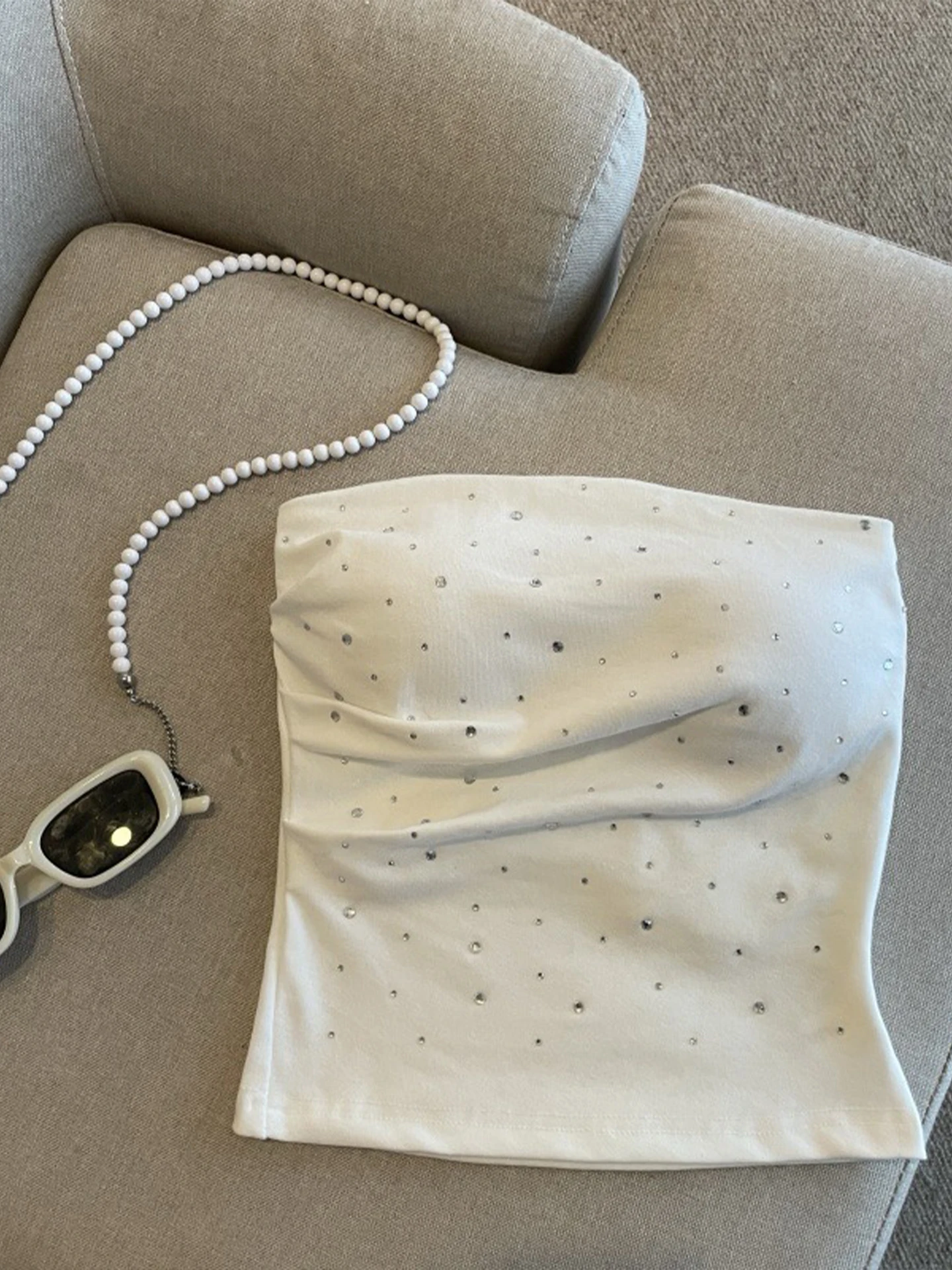 Summer Sexy ort Crop Top Diamond Embellied Slimming Women's Tank Top Base Layer Outerwear Strapl Vest Ci Walk Casual