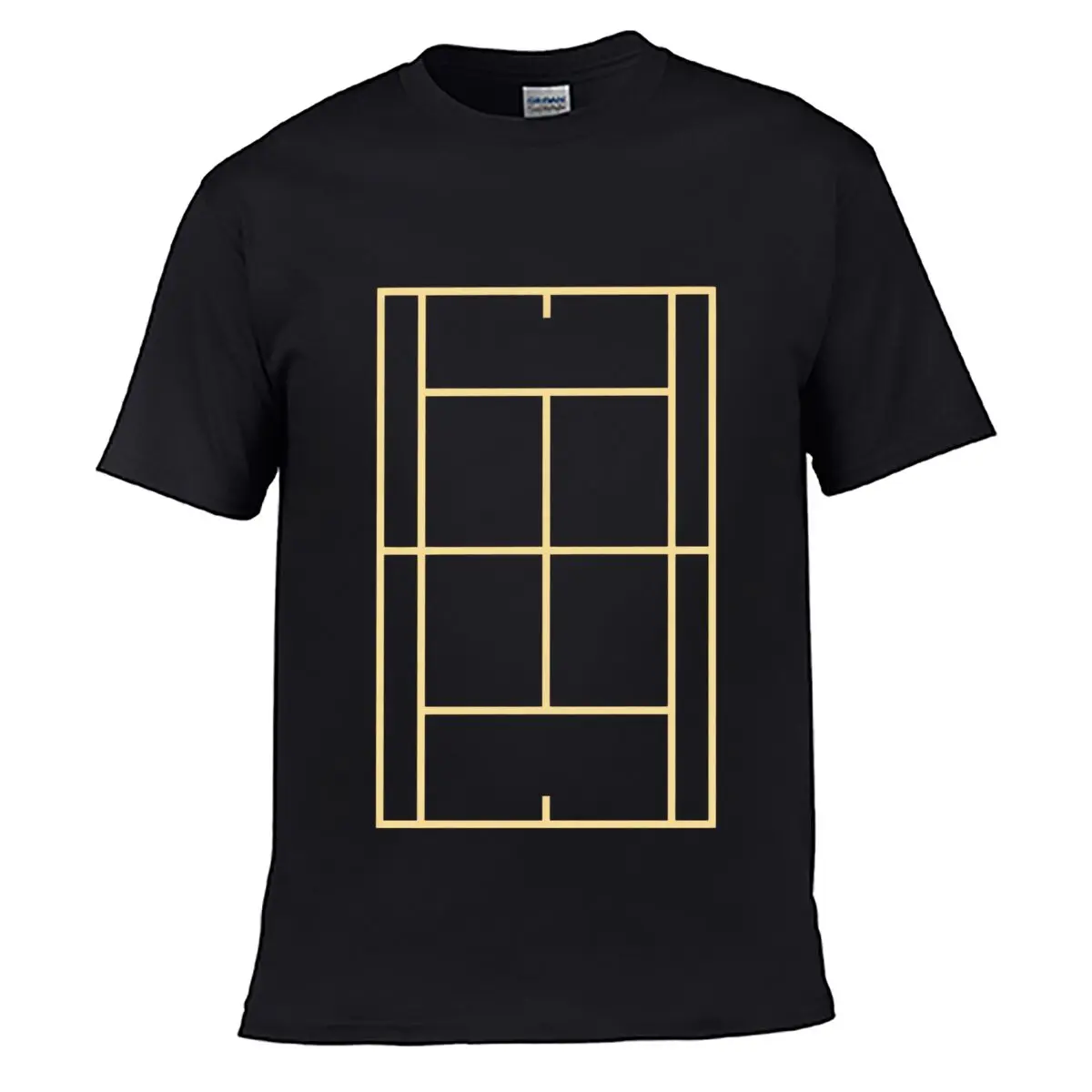 Minimalist Gold Tennis Court Line Art Graphic short-sleeved T-shirt Streetwear Top
