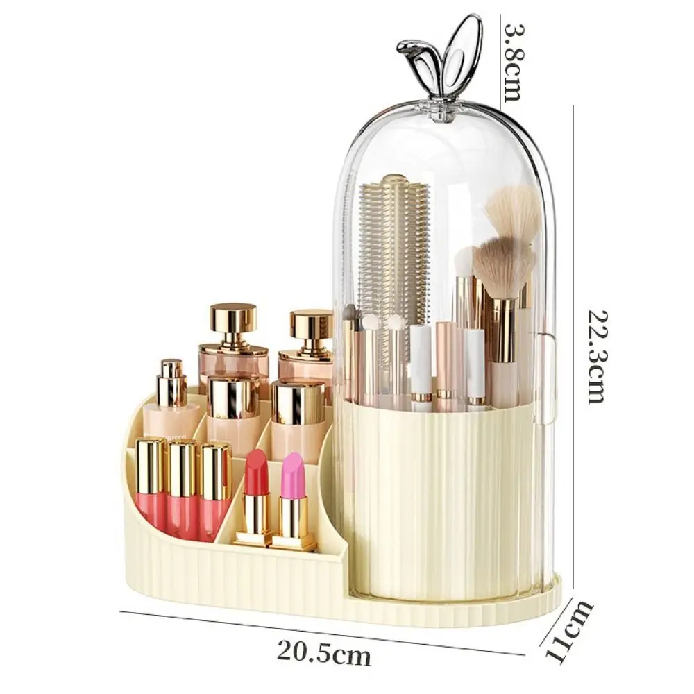 Boîte de rangement pour pinceaux de maquillage PP, multi-compartiments 360 °   Organisateur de rangement à tiroir rotatif, grande capacité, anti-poussière
