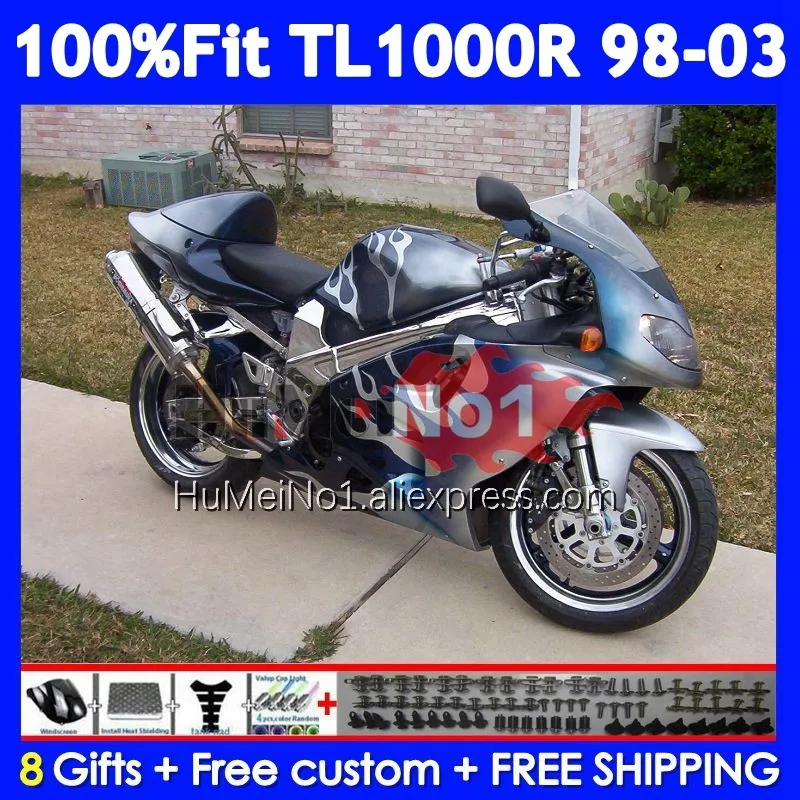 Body For SUZUKI SRAD TL1000 TL 1000 R 1000R 123No.163 Blue flames TL1000R 98 99 01 02 03 1998 1999 2000 2001 2002 2003 Fairings