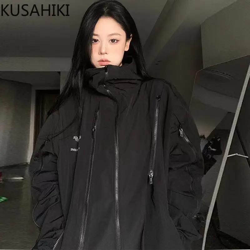 

Куртка женская осенняя с капюшоном и длинным рукавом, на молнии