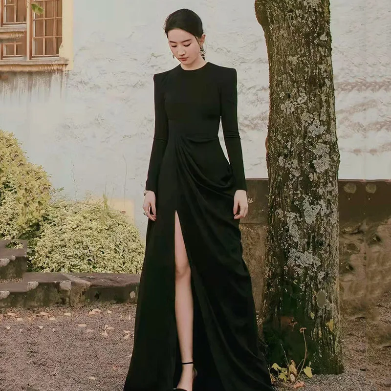 

Элегантное вечернее платье для женщин: роскошный костюм для выступлений, летний бальный наряд, уникальное платье макси с длинными рукавами