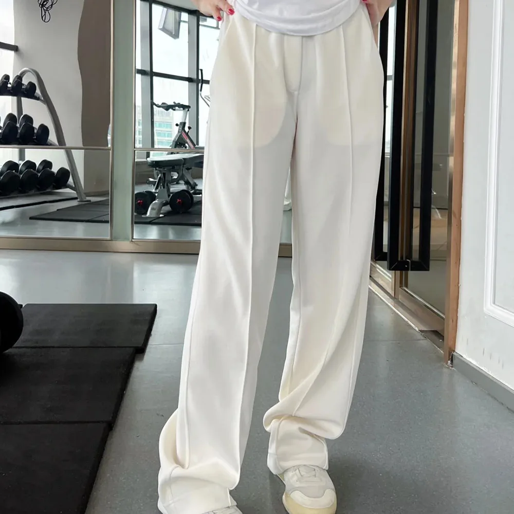 

‌Women's Mid-Rise Straight Leg Dress Pants - Modal Air Layer Slim Fit Office Trousers with Center Crease