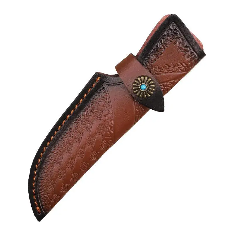 Outdoor Small Straight Blade Sheath - Two-layer Cowhide Leather Cover Pants Portable Case