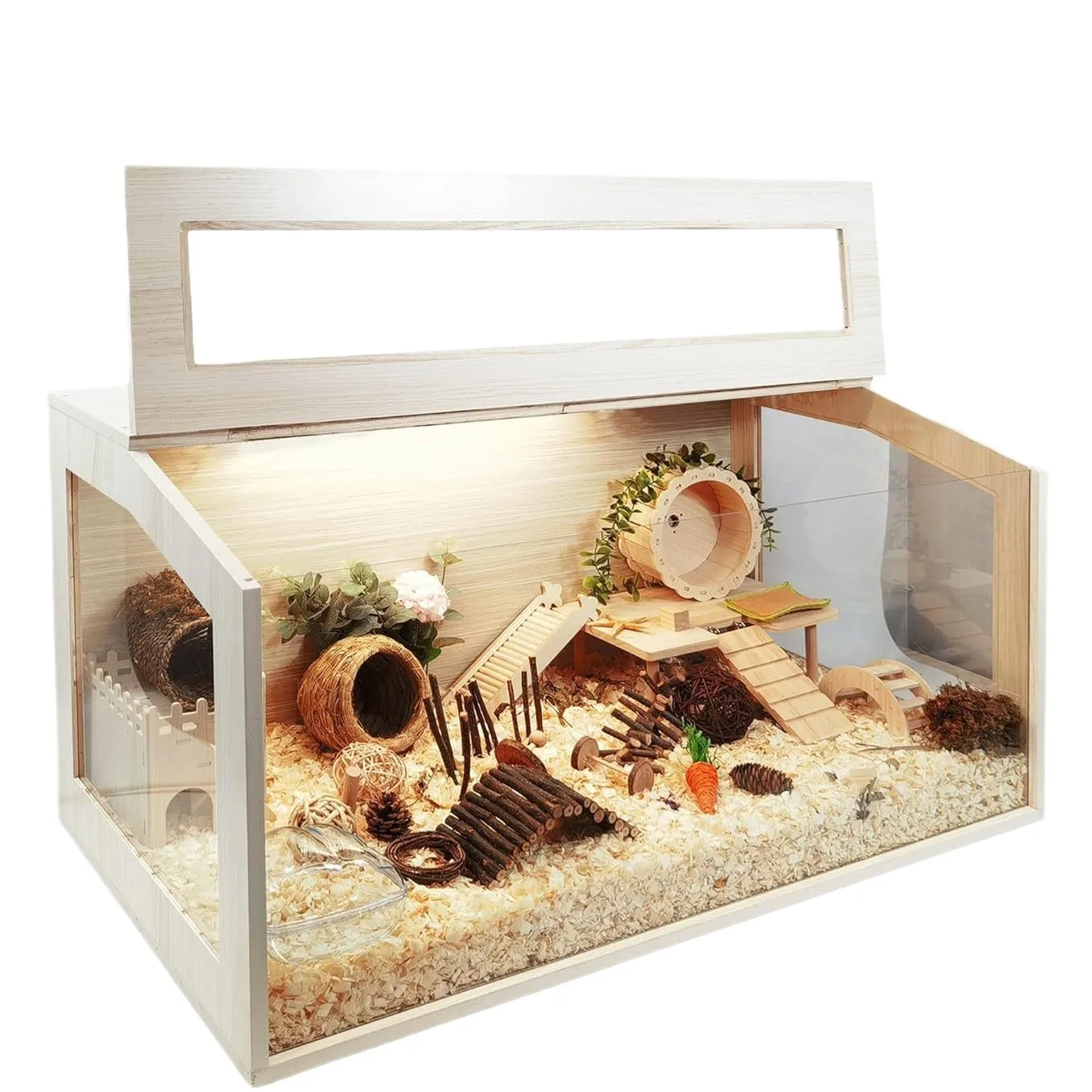 

Wood Hamster Cage Hamster Houses Small Animals Climbing Cage Openable Top for Hamster Habitat