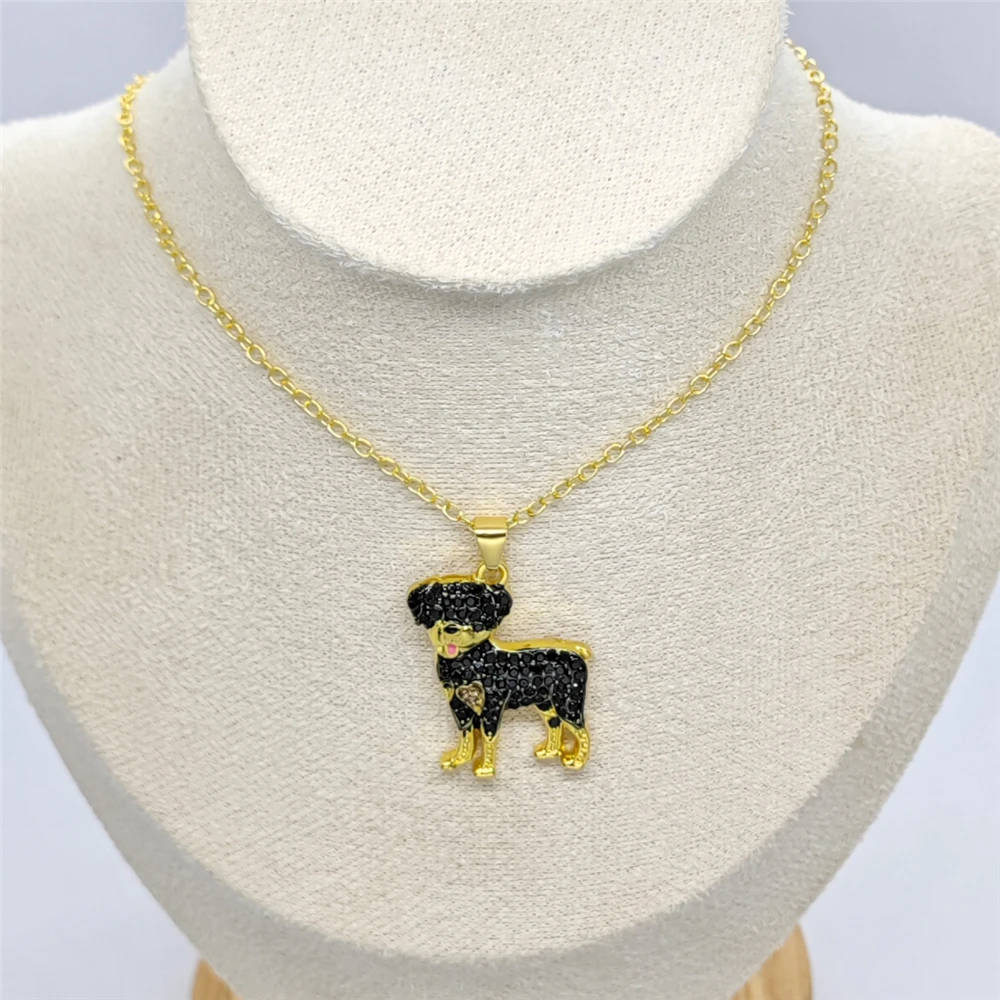 Exquisite and Cute Rottweiler Dog Pendant Necklace for Women Elegant Pet Puppy Jewelry Animal Accessories Gift for Dog Lovers