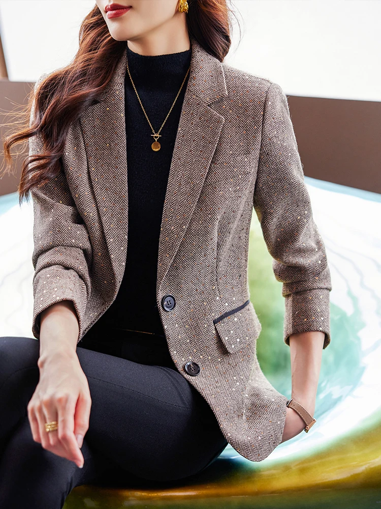 Fashion Autumn Spring Long Sleeve Single Breasted Ladies Casual Jacket Coat Women Blazer Gray Coffee Female