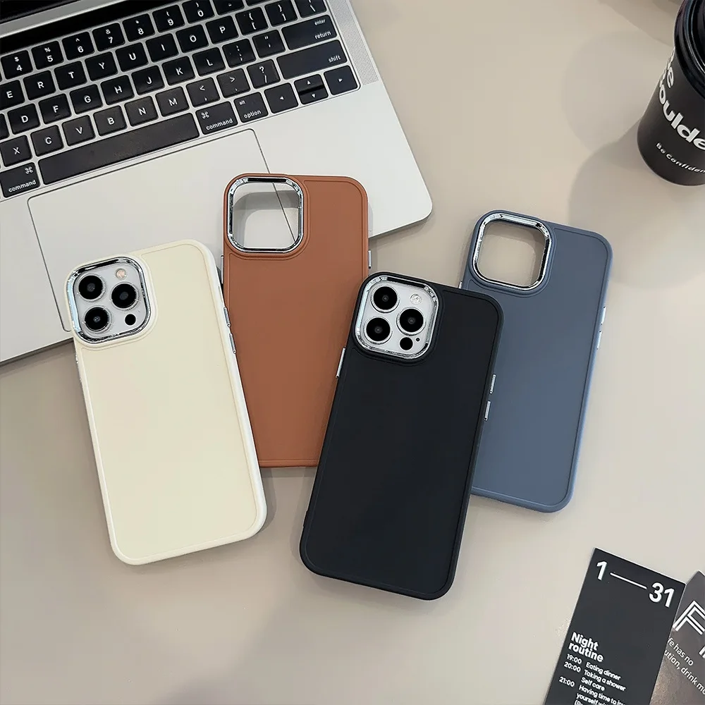 Solid Color Soft Silicone Phone Case For iPhone 11 12 13 14 15 Pro Max XS X XR 7 8  Plus SE 2020 Camera Lens Protection Cove